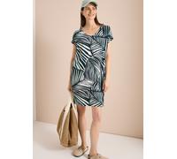 Shirtkleid CECIL, Damen, Gr. XL (44), US-Größen, bunt (universal blau), Stoff, 100% Viskose, gemustert, comfort fit kniefrei, V-Ausschnitt, Bündchen, Kleider Shirtkleid, aus Viskose (52780008-XL) univ