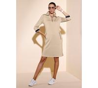 Shirtkleid CREATION L "Modal-Mix-Kleid", Damen, Gr. 42, Normalgrößen, beige, schwarz, Jersey, 50% Modal, 44% Polyester, 6% Elasthan, unifarben, knielang, Kleider Shirtkleid, Topseller (59054933-42) be