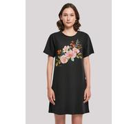 Shirtkleid F4NT4STIC "Blumenmuster Damen T-Shirt Kleid", Damen, Gr. 4XL, schwarz, Obermaterial: 100% Baumwolle, regular fit, Rundhals, ohne Bündchen, Kleider Shirtkleid, Print (46661141-4XL) schwarz