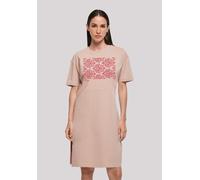 Shirtkleid F4NT4STIC "Muster Blumen Rot", Damen, Gr. 3XL, rosa (duskrose), Obermaterial: 100% Baumwolle, casual, oversize, Rundhals, Kurzarm ohne Bündchen, Kleider, Print (46614733-XXXL) duskrose