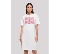Shirtkleid F4NT4STIC "Muster Blumen Rot", Damen, Gr. 3XL, weiß, Obermaterial: 100% Baumwolle, casual, oversize, Rundhals, Kurzarm ohne Bündchen, Kleider, Print (79243732-XXXL) weiß