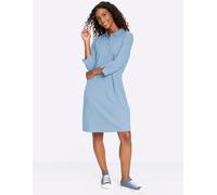 Shirtkleid HEINE "Polokleid", Damen, Gr. 40, Normalgrößen, eisblau, 95% Baumwolle, 5% Elasthan, unifarben, kurz, V-Ausschnitt, Kleider Shirtkleid (61133957-40) eisblau
