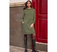 Shirtkleid HEINE "Shirtkleid", Damen, Gr. 36, Normalgrößen, grün (khaki), 95% Baumwolle, 5% Elasthan, Besatz:100% Polyester, unifarben, kurz, Kleider Shirtkleid (26763421-36) khaki