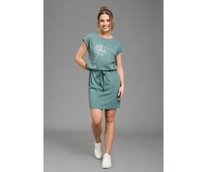 Shirtkleid KANGAROOS, Damen, Gr. 40/42, N-Gr, petrol, Single Jersey, Obermaterial: 50% Baumwolle, 50% Modal, figurumspielend ca. Mitte Oberschenkel, Rundhals, angeschnitten abgesteppte Kante, Kleider 