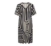 Shirtkleid ONLY CARMAKOMA "CARFYRLA LIFE S/S V-NCK BLK AOP DRE NOOS", Damen, Gr. XL, N-Gr, schwarz aop:oatmeal graphic, Jersey, Obermaterial: 95% Viskose, 5% Elasthan, bedruckt, regular fit, V-Ausschn