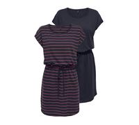 Shirtkleid ONLY "ONLMAY LIFE S/S DRESS 2 PACK CS JRS", Damen, Gr. L, N-Gr, night sky pack:pack night sky stripe sun kissed coral (nadia), Jersey, Obermaterial: 100% Baumwolle, gestreift, regular fit k