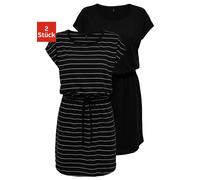 Shirtkleid ONLY "ONLMAY LIFE S/S DRESS 2 PACK CS JRS", Damen, Gr. S (36), N-Gr, schwarz-weiß (schwarz pack:schwarz stripe cloud dancer), Jersey, Obermaterial: 100% Baumwolle, gestreift, regular fit ku