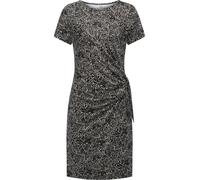 Ragwear Damen gemustertes kurzes Sommerkleid Kurzarm Minikleid mit seitlichem Bindeband Knotta Print YOUMODO Black Gr. L