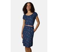 Kurzarm Midikleid mit Herz-Print und Taillengürtel "Lilithe Hearts YOUMODO" Night Blue S