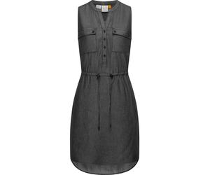 Shirtkleid RAGWEAR "Roisin Denim", Damen, Gr. L (40), Normalgrößen, blau (schwarz), Obermaterial: 60% Baumwolle, 40% Viskose, tailliert ca. Mitte Oberschenkel, V-Ausschnitt, Ärmel ohne Ärmelschlitz, K