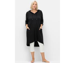 Shirtkleid SHEEGO "Shirtkleid", Damen, Gr. 56/58, Normalgrößen, schwarz, Jersey, 50% Baumwolle, 50% Modal, unifarben, knielang, Kleider Shirtkleid (56070843-56) schwarz