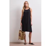 Shirtkleid STREET ONE, Damen, Gr. 38, N-Gr, schwarz, Web, Obermaterial: 95% Viskose, 5% Elasthan, unifarben, lässig geschnitten knielang, Rundhals, Kleider Shirtkleid, Sommerkleid mit Schnallendetail/