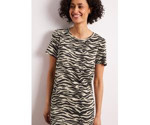 Shirtkleid STREET ONE, Damen, Gr. 42, N-Gr, espresso braun, Web, Obermaterial: 85% Viskose, 13% Polyester, 2% Elasthan, körpernah kniebedeckend, Rundhals, abgesteppte Kante, Kleider Shirtkleid, Kniela