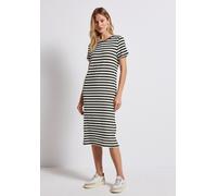 Shirtkleid STREET ONE, Damen, Gr. 44, EURO-Größen, schwarz, Stoff, 95% Viskose, 5% Elasthan, gestreift, normal knieumspielend, Rundhals, abgesteppt, Kleider Shirtkleid, mit Rundhalsausschnitt (6914884