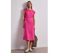 Shirtkleid STREET ONE, Damen, Gr. 46, N-Gr, pink (magenta dream), Web, Obermaterial: 88% Viskose, 12% Polyamid, unifarben, bequem wadenlang, Rundhals, Kleider Shirtkleid, überschnittene Schultern, mit