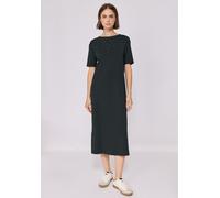 Shirtkleid STREET ONE STUDIO, Damen, Gr. 34, EURO-Größen, industrial grau, Web, 47% Baumwolle, 47% Modal, 6% Elasthan, unifarben, regular fit wadenlang, Rundhals, abgesteppt, Kleider Shirtkleid, mit R