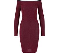 Shirtkleid URBAN CLASSICS "Urban Classics Damen", Damen, Gr. L, US-Größen, burgundy, 96% Polyester, 4% Elasthan, unifarben, skinny fit, Carmenausschnitt, Kleider Shirtkleid (38028304-L) burgundy