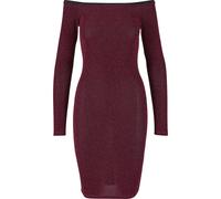 Shirtkleid URBAN CLASSICS "Urban Classics Damen", Damen, Gr. XL, US-Größen, rot (burgundy), 96% Polyester, 4% Elasthan, unifarben, skinny fit, Carmenausschnitt, Kleider Shirtkleid (38028304-XL) burgun