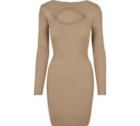 Shirtkleid URBAN CLASSICS "Urban Classics Damen Ladies Cut Out Dress", Damen, Gr. L, US-Größen, unionbeige, 35% Viskose, 35% Polyacryl, 30% Polyamid, unifarben, slim fit, U-Boot-Ausschnitt, Kleider Sh