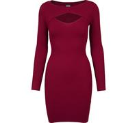 Shirtkleid URBAN CLASSICS "Urban Classics Damen Ladies Cut Out Dress", Damen, Gr. S, US-Größen, burgundy, 35% Viskose, 35% Polyacryl, 30% Polyamid, unifarben, slim fit, U-Boot-Ausschnitt, Kleider Shir