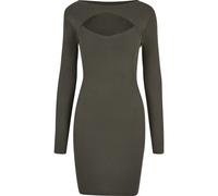 Shirtkleid URBAN CLASSICS "Urban Classics Damen Ladies Cut Out Dress", Damen, Gr. XS, US-Größen, olive, 35% Viskose, 35% Polyacryl, 30% Polyamid, unifarben, slim fit, U-Boot-Ausschnitt, Kleider Shirtk
