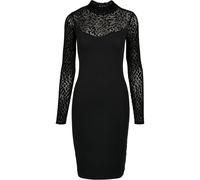 Shirtkleid URBAN CLASSICS "Urban Classics Damen Ladies Flock Lace Turtle Neck Dress", Damen, Gr. XS, US-Größen, schwarz, 95% Baumwolle, 5% Elasthan, unifarben, slim fit, Rundhals, Kleider Shirtkleid (