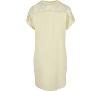 Shirtkleid URBAN CLASSICS "Urban Classics Damen Ladies Lace Tee Dress", Damen, Gr. S, US-Größen, softgelb, 95% Baumwolle, 5% Elasthan, unifarben, loose fit, Rundhals, Kleider Shirtkleid (33727401-S) s