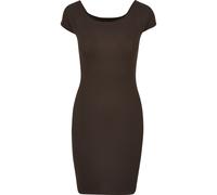 Shirtkleid URBAN CLASSICS "Urban Classics Damen Ladies Off Shoulder Rib Dress", Damen, Gr. M, US-Größen, braun, 97% Baumwolle, 3% Elasthan, unifarben, slim fit, U-Boot-Ausschnitt, Kleider Shirtkleid (