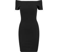 Urban Classics Damen Kleid Off-Shoulder Rib, schulterfrei, Slim Fit, Schwarz XS