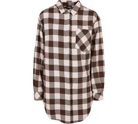 Shirtkleid URBAN CLASSICS "Urban Classics Damen Ladies Oversized Check Flannel Shirt Dress", Damen, Gr. XS, US-Größen, pink, braun, 100% Baumwolle, oversize, Rundhals, Kleider Shirtkleid (73375241-XS)