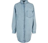 Shirtkleid URBAN CLASSICS "Urban Classics Damen Ladies Oversized Denim Shirt Dress", Damen, Gr. M, US-Größen, tintedlightblauwashed, 100% Baumwolle, unifarben, oversize, Rundhals, Kleider Shirtkleid (