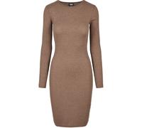 Shirtkleid URBAN CLASSICS "Urban Classics Damen Ladies Rib Dress", Damen, Gr. 3XL, US-Größen, braun (schwarzkhaki), 77% Viskose, 19% Polyester, 4% Elasthan, unifarben, slim fit, Rundhals, Kleider Shir