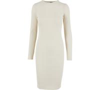 Shirtkleid URBAN CLASSICS "Urban Classics Damen Ladies Rib Dress", Damen, Gr. XXL, US-Größen, beige (sandweiß), 77% Viskose, 19% Polyester, 4% Elasthan, unifarben, klassisch, slim fit, Rundhals, Langa
