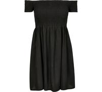 Shirtkleid URBAN CLASSICS "Urban Classics Damen Ladies Smoked Off Shoulder Dress", Damen, Gr. S, US-Größen, schwarz, 100% Viskose, unifarben, normal, Carmenausschnitt, Kleider Shirtkleid (91444664-S)