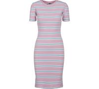 Shirtkleid URBAN CLASSICS "Urban Classics Damen Ladies Stretch Stripe Dress", Damen, Gr. M, US-Größen, girlypink, oceanblau, 95% Baumwolle, 5% Elasthan, slim fit, Rundhals, Kleider Shirtkleid (5989981