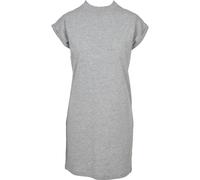 Shirtkleid URBAN CLASSICS "Urban Classics Damen Ladies Turtle Extended Shoulder Dress", Damen, Gr. L, US-Größen, grau, 100% Baumwolle, unifarben, normal, Rundhals, Kleider Shirtkleid (10148854-L) grau