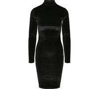 Shirtkleid URBAN CLASSICS "Urban Classics Damen Ladies Velvet Turtle Neck Dress", Damen, Gr. XS, US-Größen, schwarz, 92% Polyester, 8% Elasthan, unifarben, slim fit, Rundhals, Kleider Shirtkleid (3145