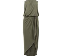 Shirtkleid URBAN CLASSICS "Urban Classics Damen Ladies Viscose Bandeau Dress", Damen, Gr. XS, US-Größen, olive, 95% Viskose, 5% Elasthan, unifarben, loose fit, Kleider Shirtkleid (94964504-XS) olive