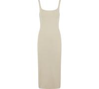 Shirtkleid URBAN CLASSICS "Urban Classics Ladies Basic Long Cotton Jersey Dress", Damen, Gr. 4XL, US-Größen, beige (sandweiß), 95% Baumwolle, 5% Elasthan, unifarben, skinny fit, eckiger Ausschnitt, Kl