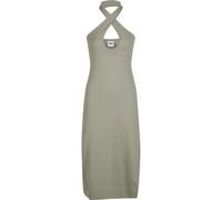 Shirtkleid URBAN CLASSICS "Urban Classics Ladies Crossed Neckholder Dress", Damen, Gr. L, US-Größen, beige (paleolive), 94% Polyamid, 6% Elasthan, unifarben, slim fit, Kleider Shirtkleid (79632541-L)