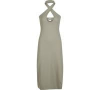 Shirtkleid URBAN CLASSICS "Urban Classics Ladies Crossed Neckholder Dress", Damen, Gr. M, US-Größen, paleolive, 94% Polyamid, 6% Elasthan, unifarben, slim fit, Kleider Shirtkleid (79632541-M) paleoliv