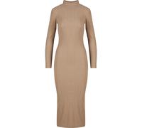 Shirtkleid URBAN CLASSICS "Urban Classics Ladies Rib Longlseeve Mockneck Dress", Damen, Gr. S, US-Größen, beige (beigemelange), 80% Polyester, 20% Viskose, unifarben, skinny fit, Rundhals, Kleider Shi