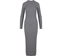 Shirtkleid URBAN CLASSICS "Urban Classics Ladies Rib Longlseeve Mockneck Dress", Damen, Gr. XL, US-Größen, schwarzgraumelange, 80% Polyester, 20% Viskose, unifarben, skinny fit, Rundhals, Kleider Shir