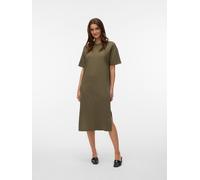 Shirtkleid VERO MODA "VMMOLLY SS OVERSIZE CALF DRESS NOOS", Damen, Gr. M, N-Gr, kalamata, Single Jersey, Obermaterial: 100% Baumwolle, unifarben, regular fit lang, Rundhals, Kleider Shirtkleid, Baumwo