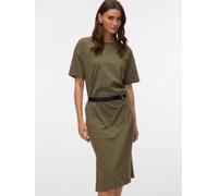 Shirtkleid VERO MODA "VMMOLLY SS OVERSIZE CALF DRESS NOOS", Damen, Gr. XL, N-Gr, grün (kalamata), Single Jersey, Obermaterial: 100% Baumwolle, unifarben, regular fit lang, Rundhals, Kleider Shirtkleid