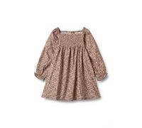 Shirtkleid WHEAT "WHEAT Dress L/S Bella", Mädchen, Gr. 98, braun (schwarz sea garden), 100% Baumwolle, loose fit, eckiger Ausschnitt, Kleider Shirtkleid (65017064-98) schwarz sea garden
