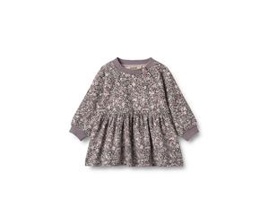 Shirtkleid WHEAT "WHEAT Jersey Dress L/S Dorthea", Mädchen, Gr. 74, lila stone flowers, 95% Baumwolle (Bio), 5% Elasthan, normal, Rundhals, Kleider Shirtkleid (92210765-74) lila stone flowers