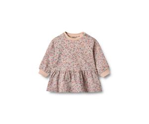 Shirtkleid WHEAT "WHEAT Sweat Dress L/S Zenia", Mädchen, Gr. 86, rose dust flowers, 95% Baumwolle (Bio), 5% Elasthan, normal, Rundhals, Kleider Shirtkleid (39672740-86) rose dust flowers