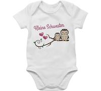 Shirtracer Baby Body Junge Mädchen - Geschwister Bruder und - Kleine Schwester süße Eulen - 1/3 Monate - Weiß - geschenk für die outfit geschwisteroutfit schwestern bodys sister geschwisteroutfitset