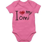Shirtracer Baby Body Junge Mädchen - Oma - I love my Omi quer schwarz - 1/3 Monate - Pink - ich liebe sachen von geschenk babybody outfit babyklamotten boddy